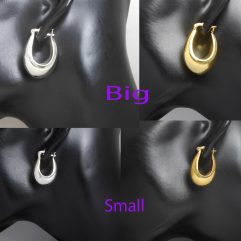 Handmade 925 Sterling Silver Oval Chubby Hoop Earrings – Puffed Statement Hoops