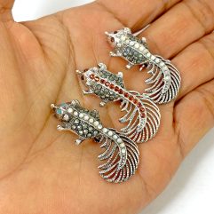 Minimalist Marcasite Squirrel Brooch 925 Sterling Silver, Handmade Animal Pin Jewelry Gifts
