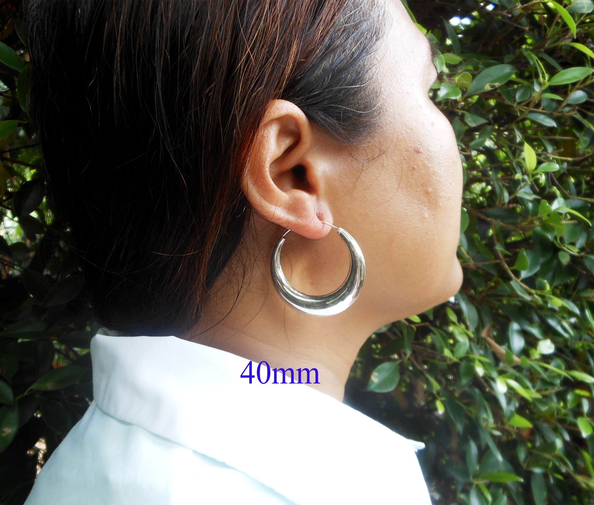 925 Sterling Silver Puffy Tribal Chubby Hoop Earrings - Handmade Round Hoops (Multi-Size) - Image 19