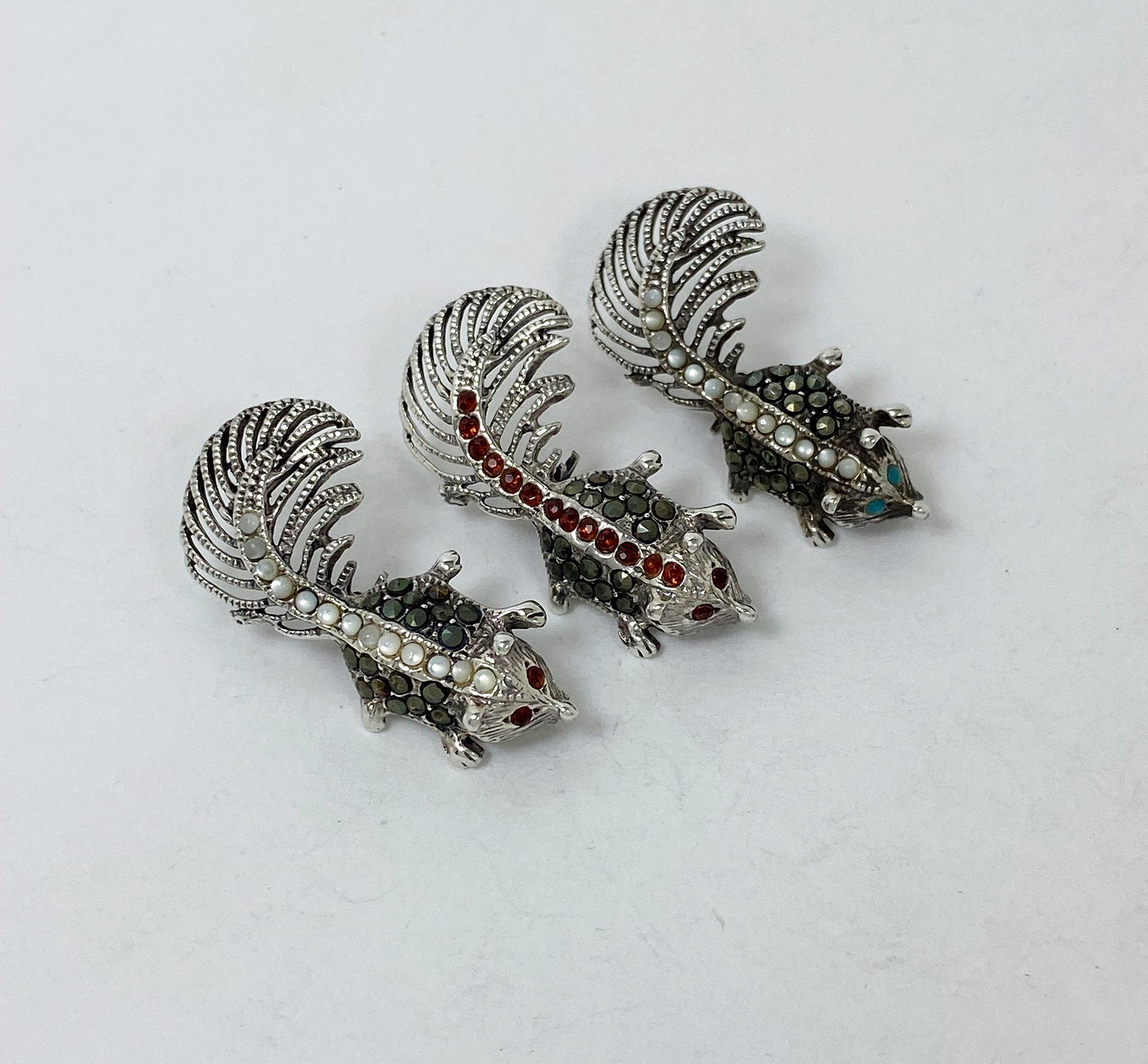 Minimalist Marcasite Squirrel Brooch 925 Sterling Silver, Handmade Animal Pin Jewelry Gifts - Image 15