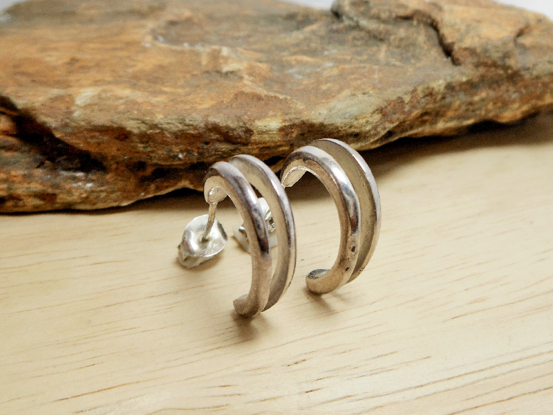 Minimalist 925 Sterling Silver Petal Hoop Earrings – Handmade Open Design Jewelry - Image 15