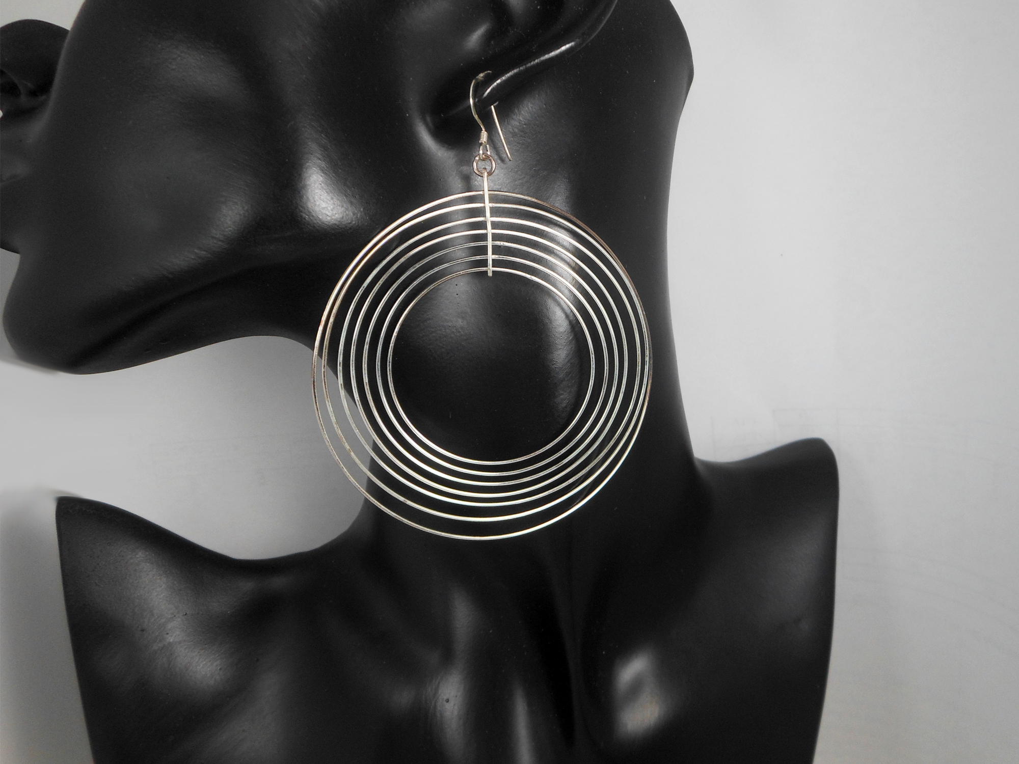 Handcrafted 925 Sterling Silver Multi-Layer Circle Dangle Earrings – Lightweight & Shiny - Image 5