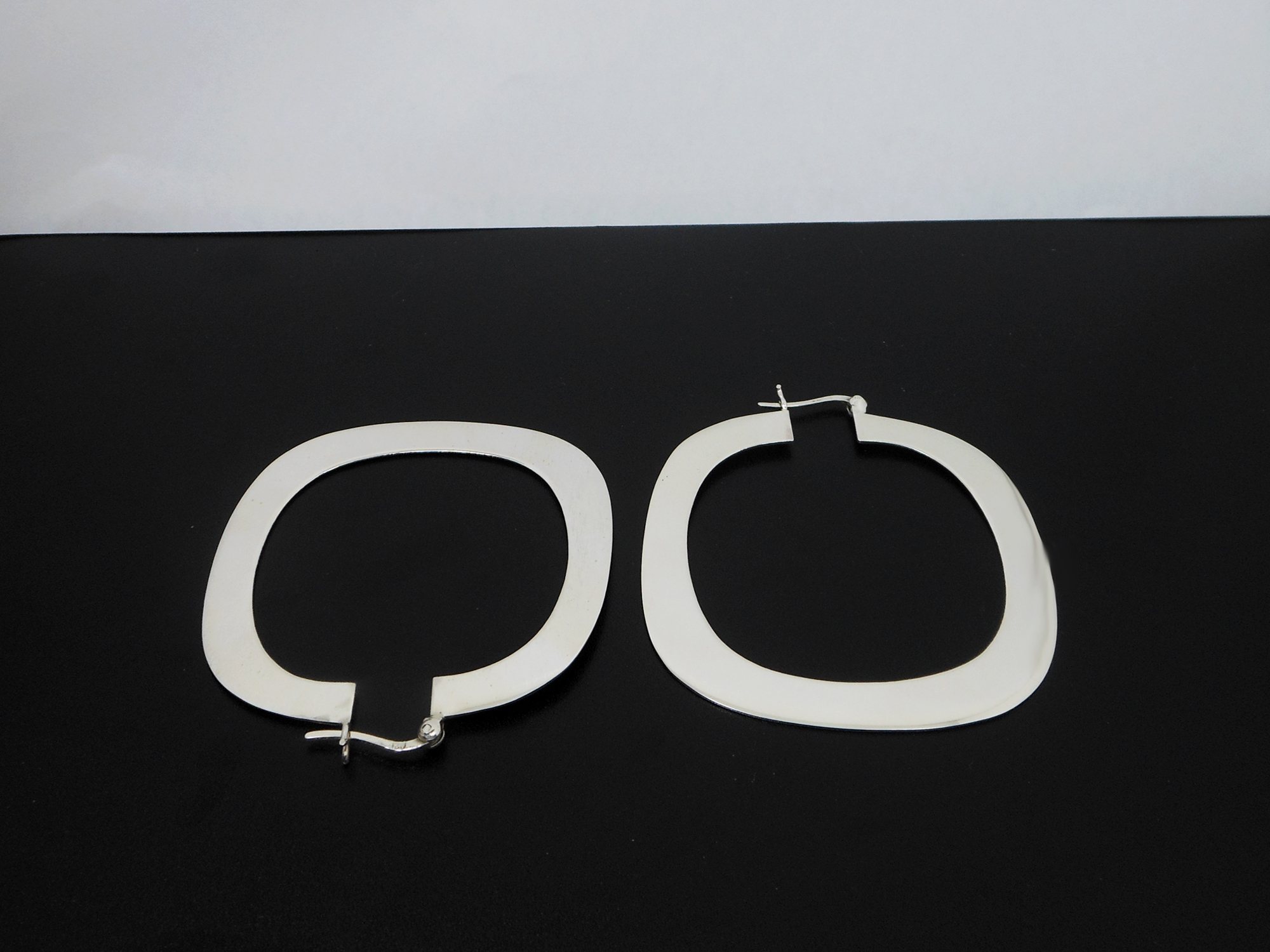 Handcrafted 50mm Flat Square Hoop Earrings – 925 Sterling Silver Women’s Jewelry - Image 3
