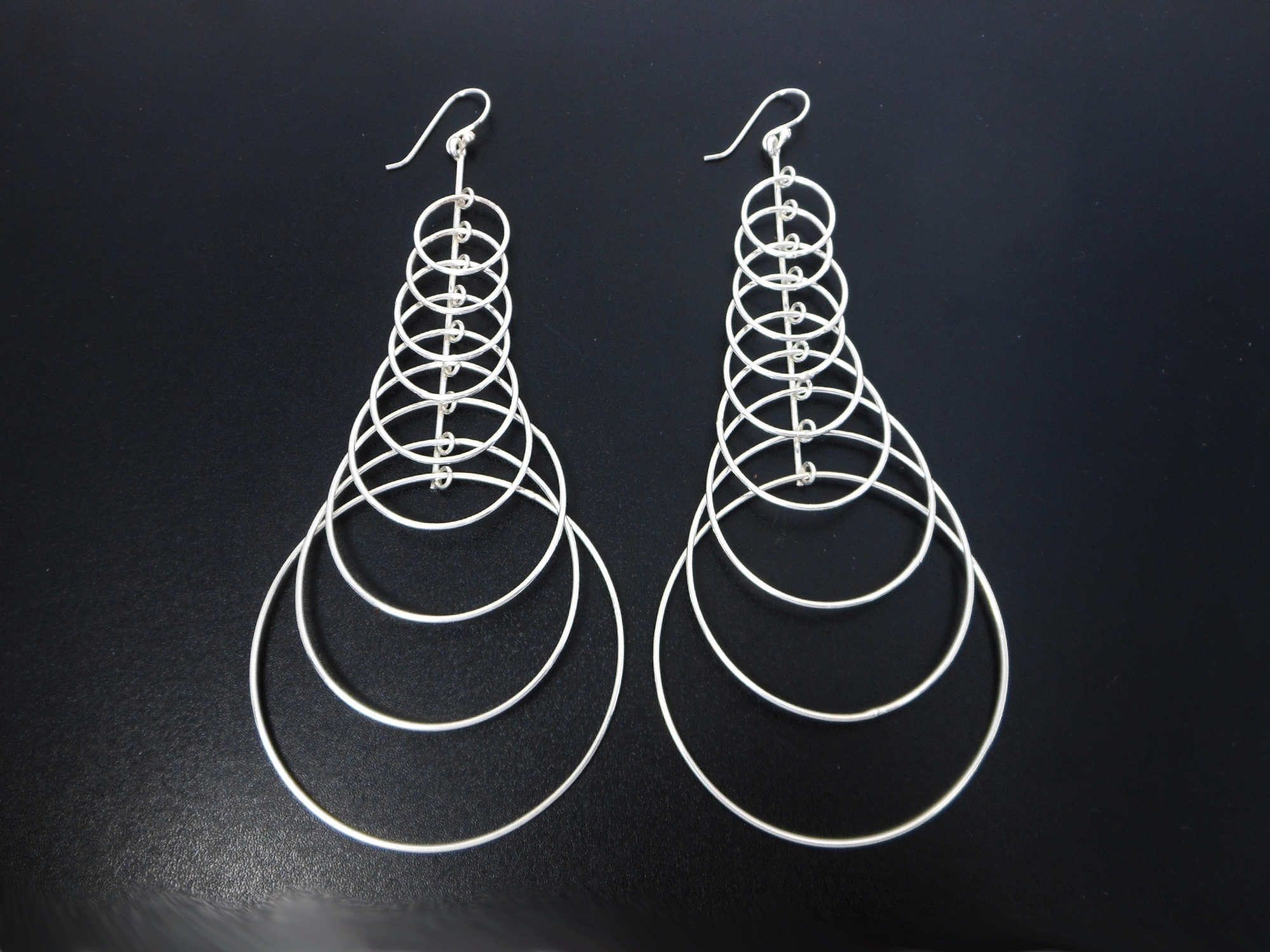 Handmade Large Multi-Layer Hoop Drop Earrings – 925 Sterling Silver Jewelry - Image 3