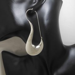 Handmade 81mm Large Puffy Pipe Dangle Earrings β 925 Sterling Silver Statement Jewelry