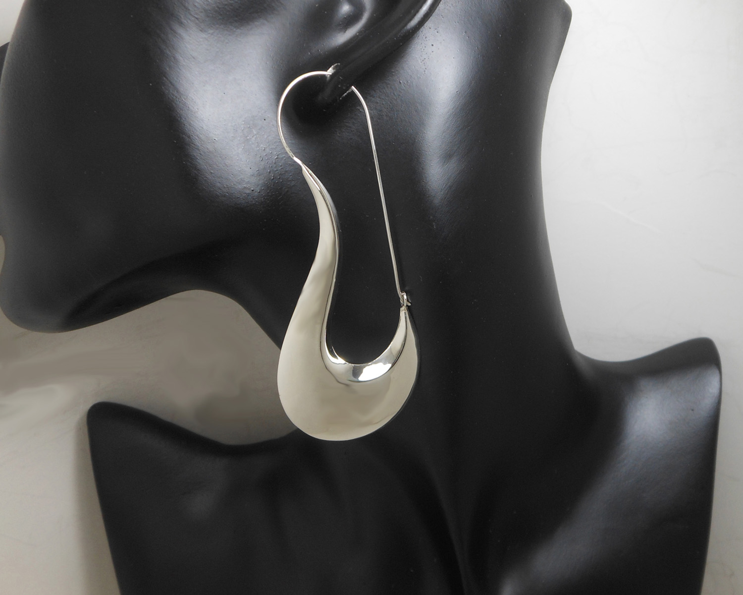 Handmade 81mm Large Puffy Pipe Dangle Earrings – 925 Sterling Silver Statement Jewelry