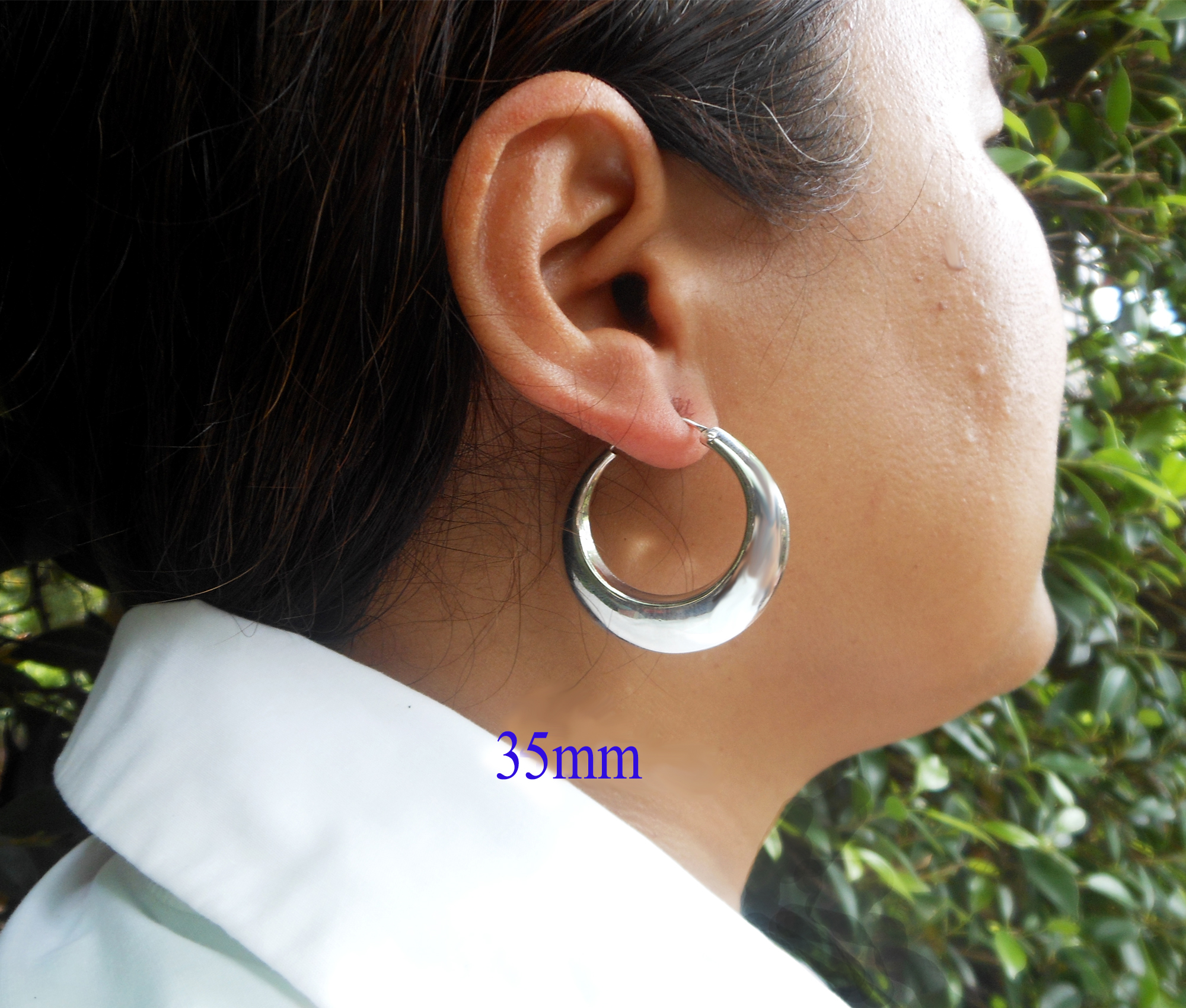 Handmade Round Curved Tribal Hoop Earrings – 925 Sterling Silver Statement Jewelry - Image 3