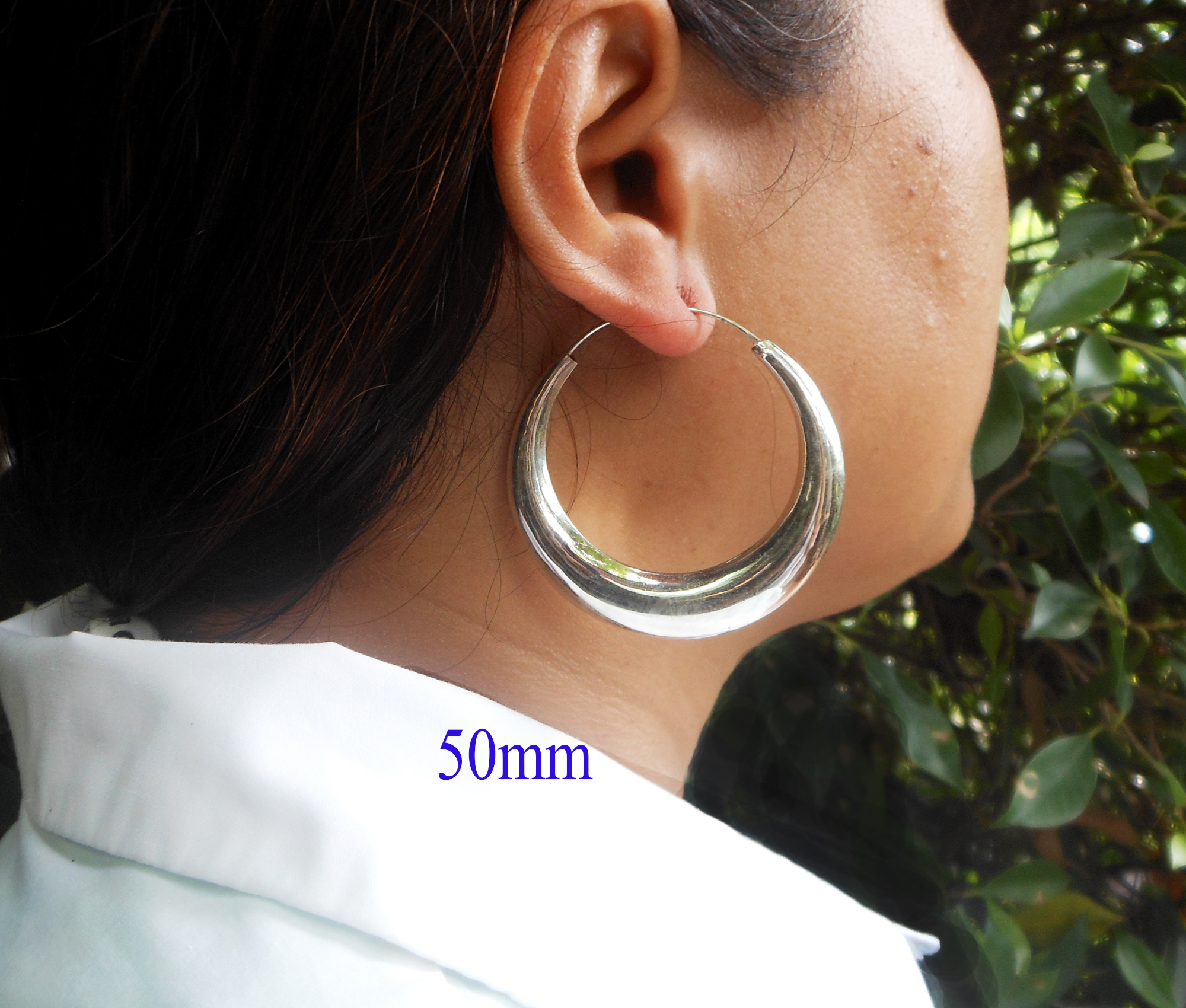 925 Sterling Silver Puffy Tribal Chubby Hoop Earrings - Handmade Round Hoops (Multi-Size) - Image 21