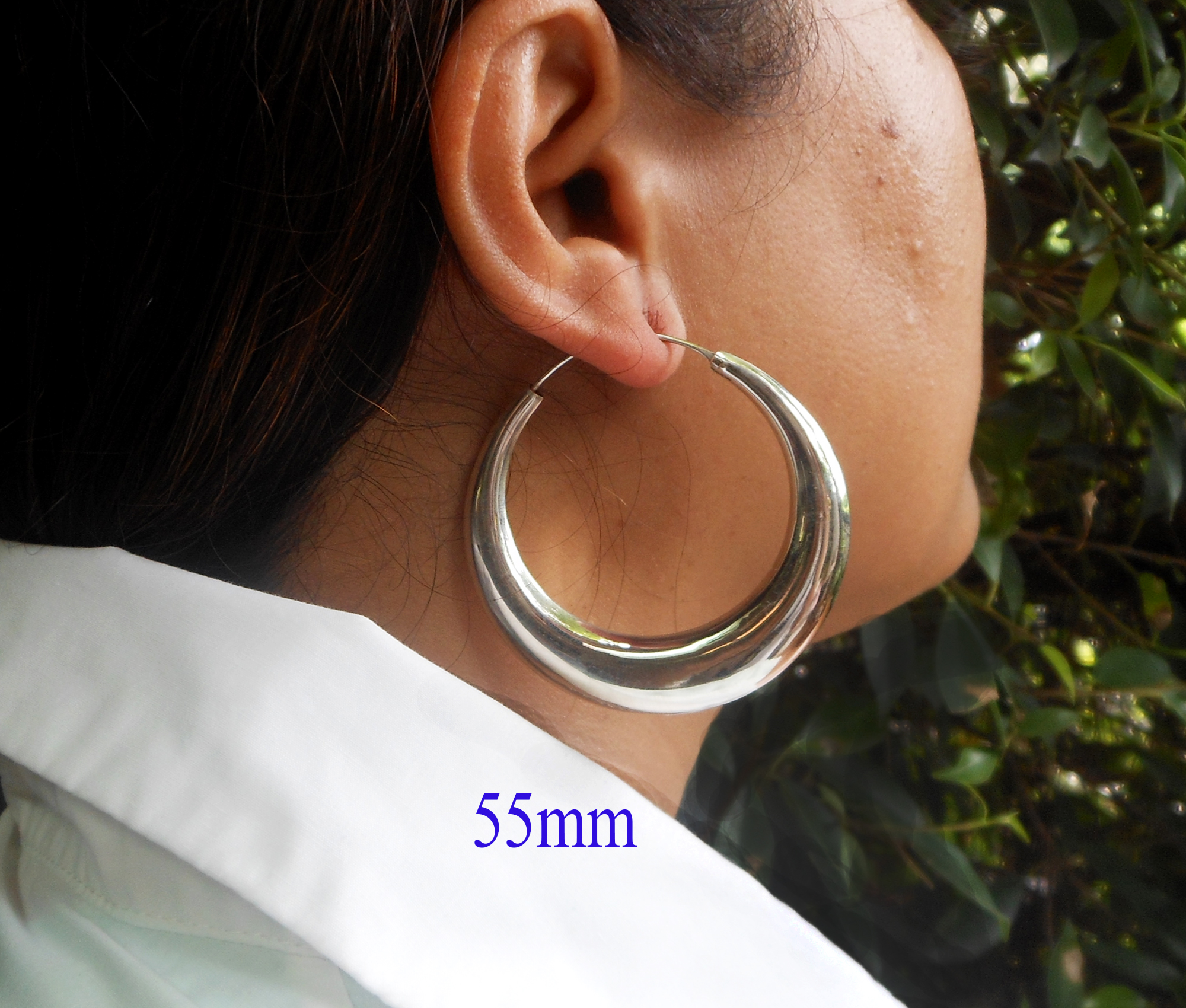 925 Sterling Silver Puffy Tribal Chubby Hoop Earrings - Handmade Round Hoops (Multi-Size) - Image 22