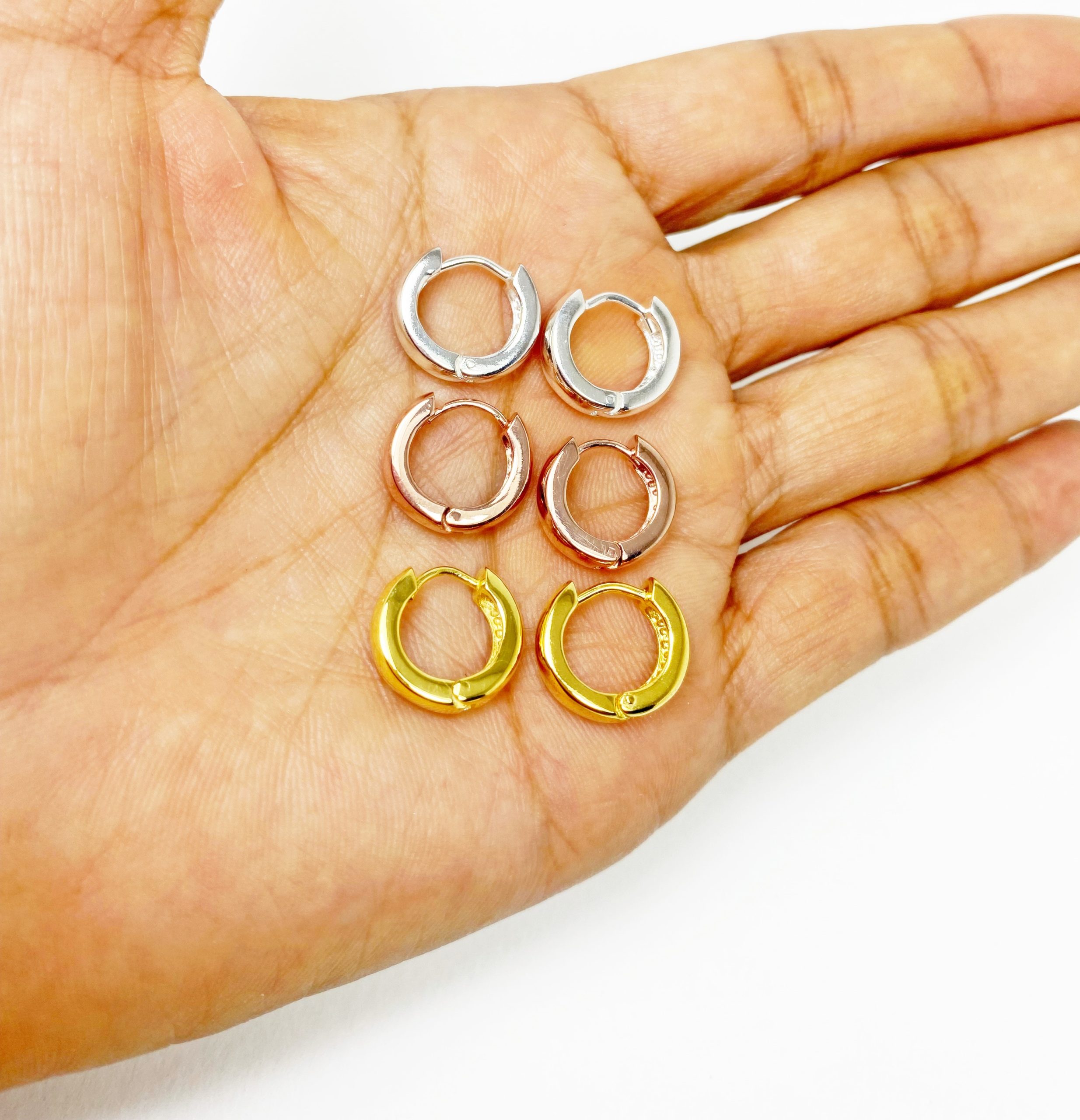 Round Huggie Earrings – 925 Sterling Silver 4mm Wide Unisex Handmade Hoops - Image 9