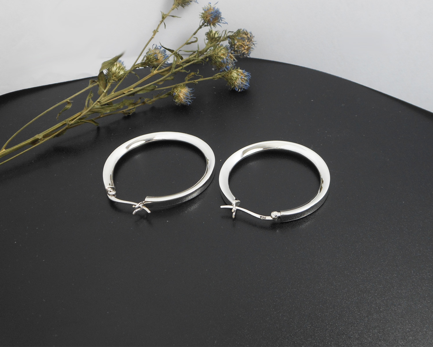 Handcrafted 36mm Knife Edge Hoop Earrings – 925 Sterling Silver Statement Jewelry - Image 4