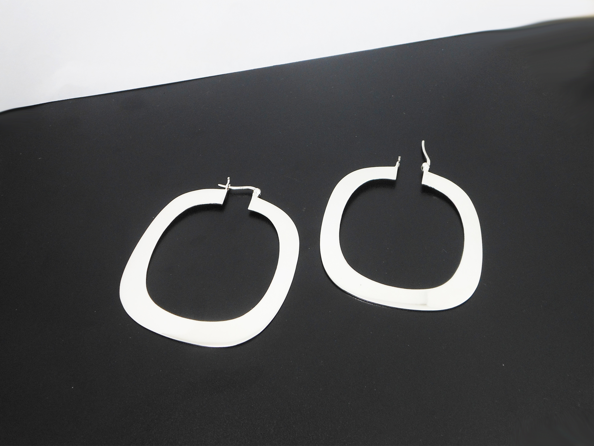 Handcrafted 50mm Flat Square Hoop Earrings – 925 Sterling Silver Women’s Jewelry - Image 5