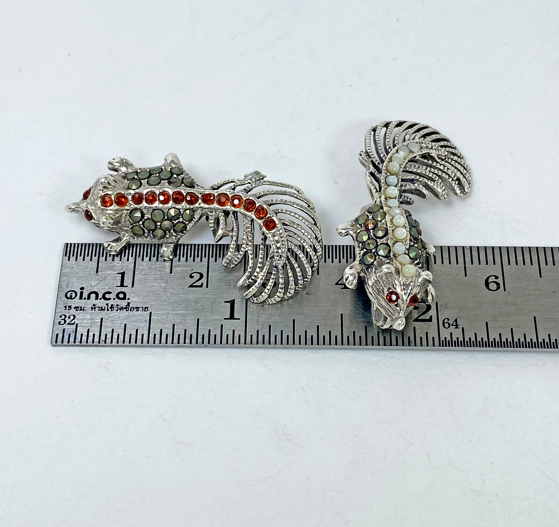 Minimalist Marcasite Squirrel Brooch 925 Sterling Silver, Handmade Animal Pin Jewelry Gifts - Image 2