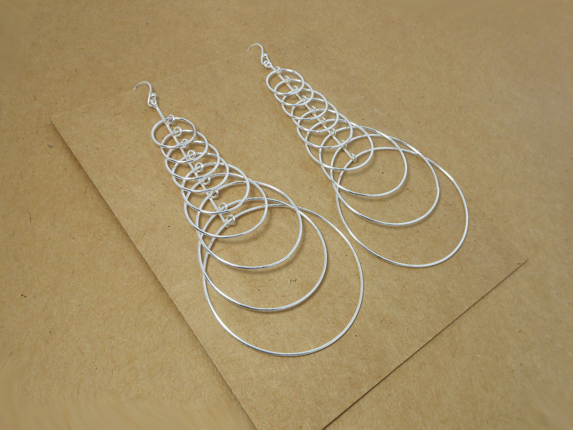 Handmade Large Multi-Layer Hoop Drop Earrings – 925 Sterling Silver Jewelry - Image 5