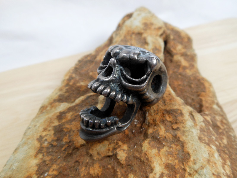 Handmade 925 Sterling Silver Skull Pendant & Key Holder - Gothic Mens Jewelry - Image 3