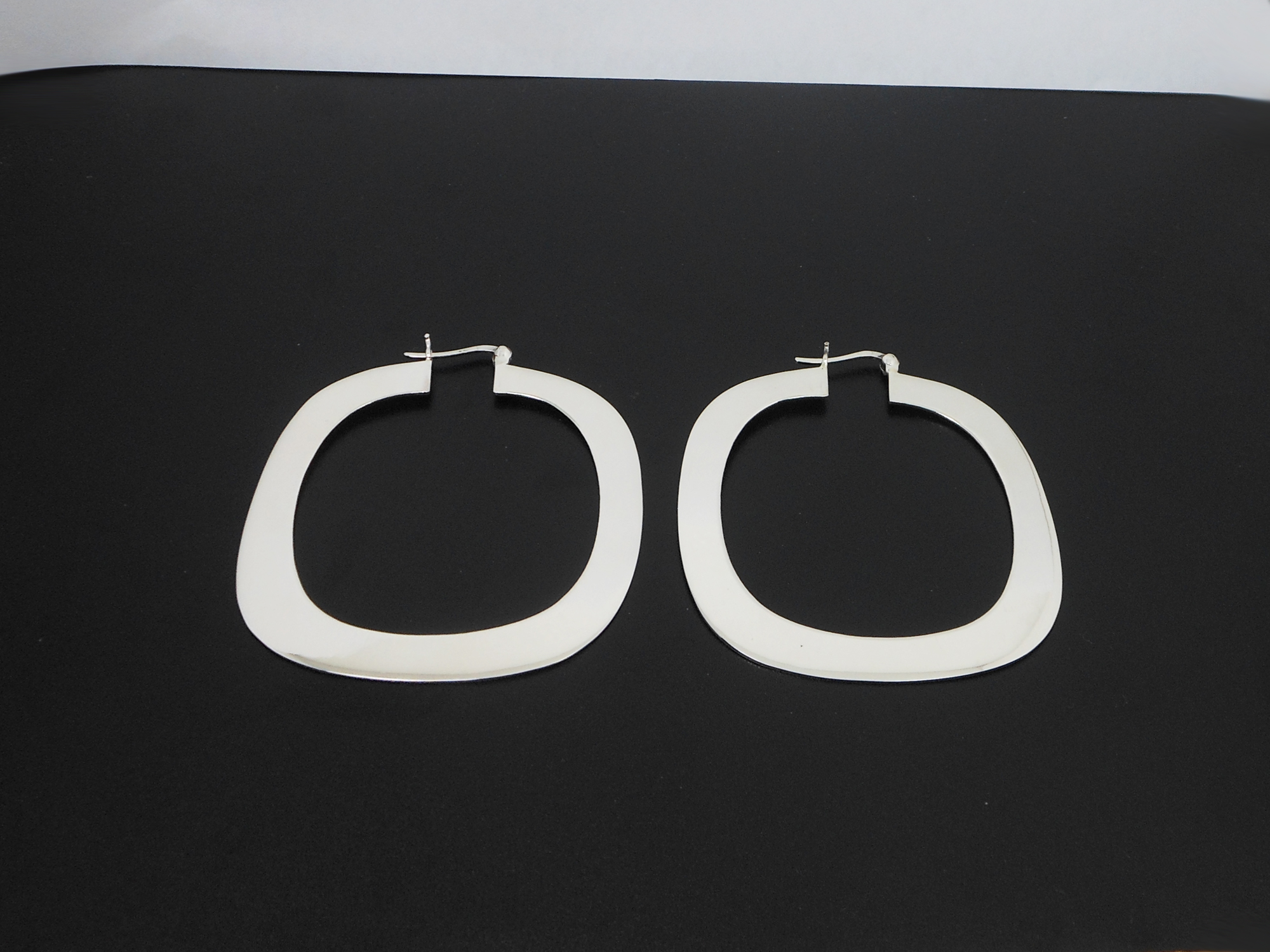 Handcrafted 50mm Flat Square Hoop Earrings – 925 Sterling Silver Women’s Jewelry - Image 6
