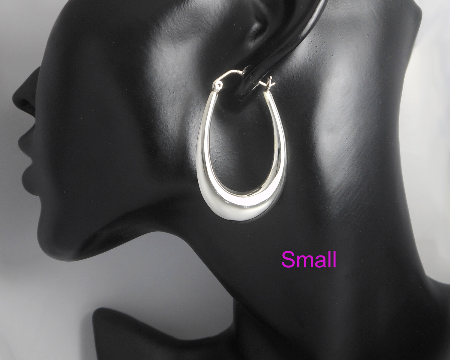 Handmade Long Oval Puffy Hoop Earrings – 925 Sterling Silver Tapered Statement Jewelry - Image 6