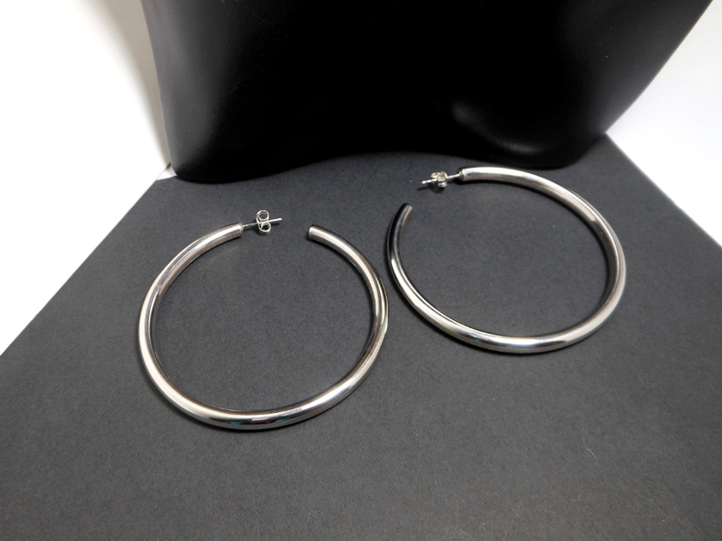 Handcrafted 60mm Large Round Tube Open Hoop Earrings – 925 Sterling Silver - Image 6