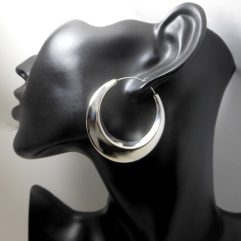 Handmade Round Curved Tribal Hoop Earrings – 925 Sterling Silver Statement Jewelry