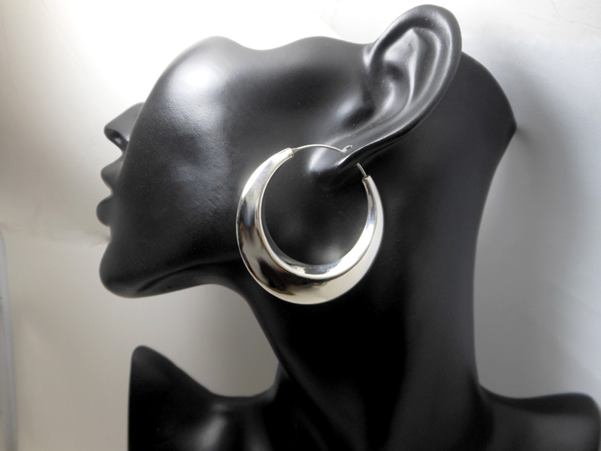 Handmade Round Curved Tribal Hoop Earrings – 925 Sterling Silver Statement Jewelry