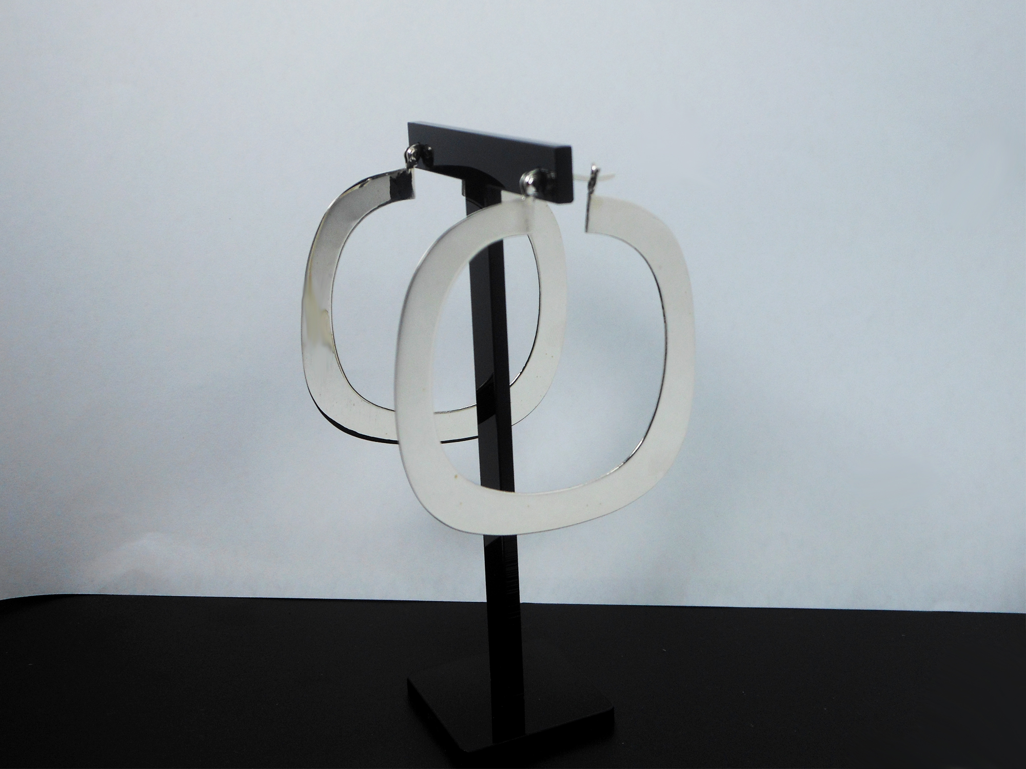 Handcrafted 50mm Flat Square Hoop Earrings – 925 Sterling Silver Women’s Jewelry - Image 7