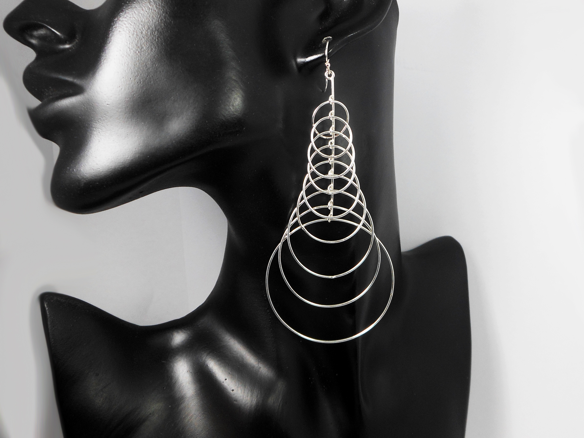 Handmade Large Multi-Layer Hoop Drop Earrings – 925 Sterling Silver Jewelry - Image 7
