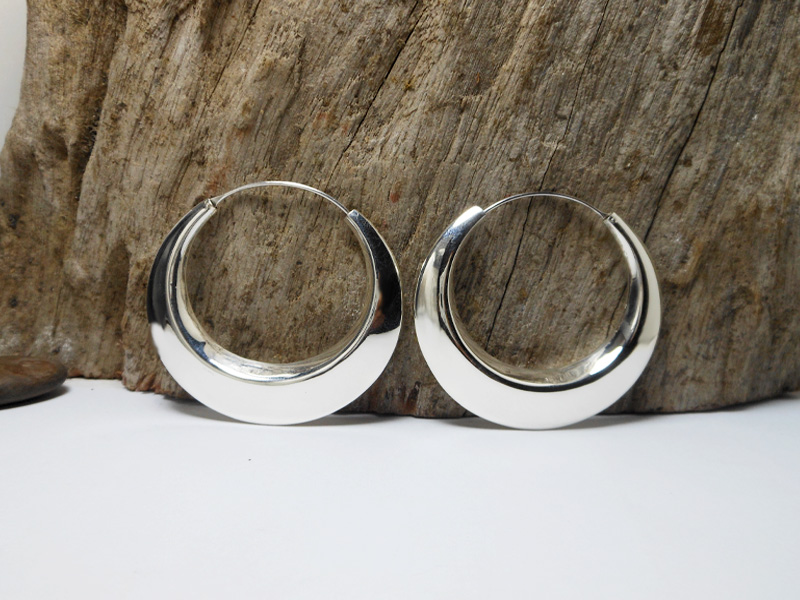 Handmade Round Curved Tribal Hoop Earrings – 925 Sterling Silver Statement Jewelry - Image 7