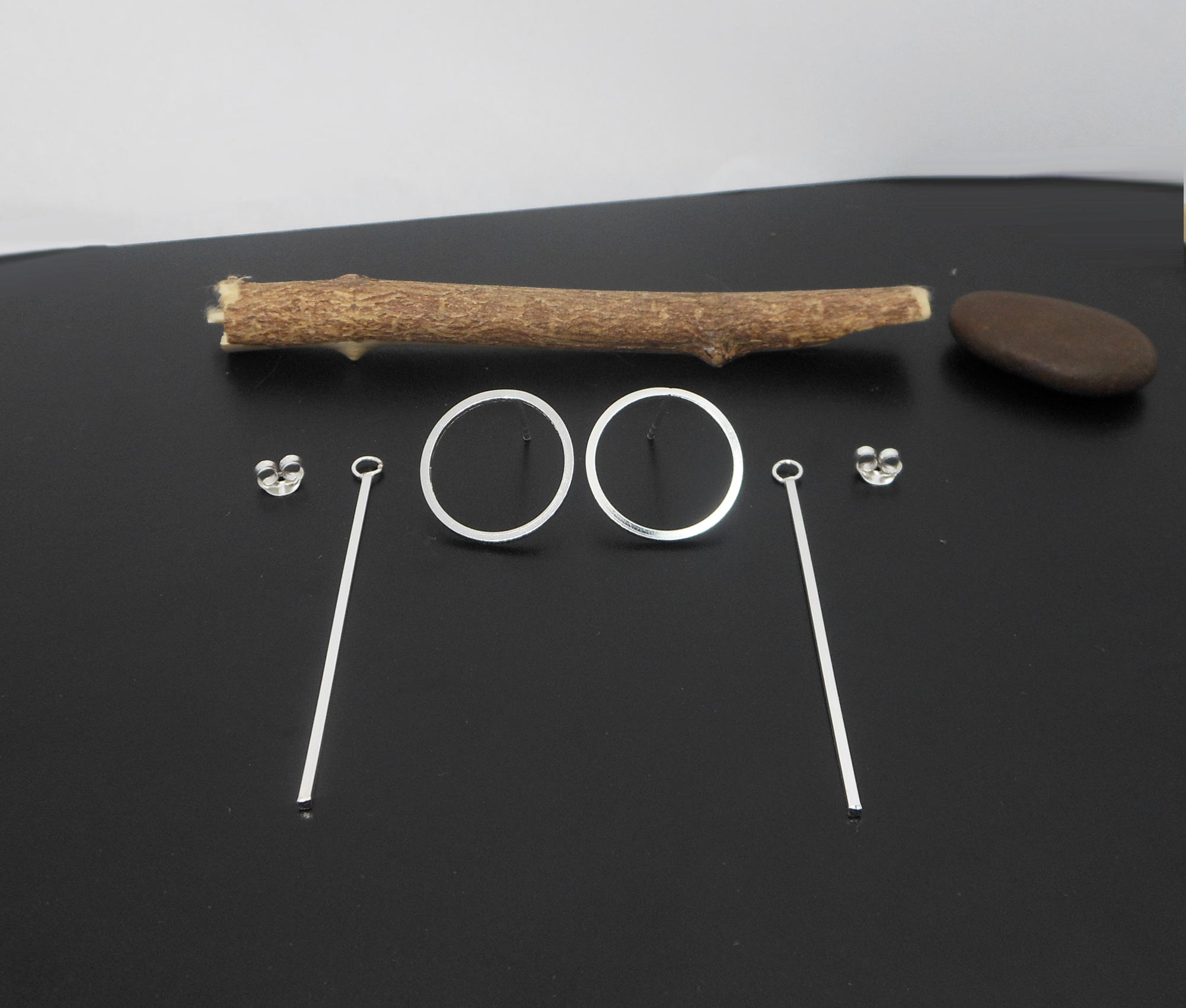 Minimalist 925 Sterling Silver Convertible Circle & Bar Dangle Earrings – Handmade Geometric Jewelry - Image 3