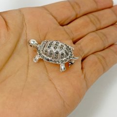 Sup Silver Marcasite Climbing Turtle Brooch 925 Sterling Silver, Handmade Animal Pin Jewelry Gifts