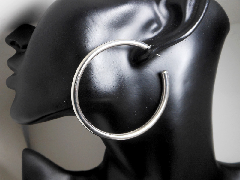 Handcrafted 60mm Large Round Tube Open Hoop Earrings – 925 Sterling Silver