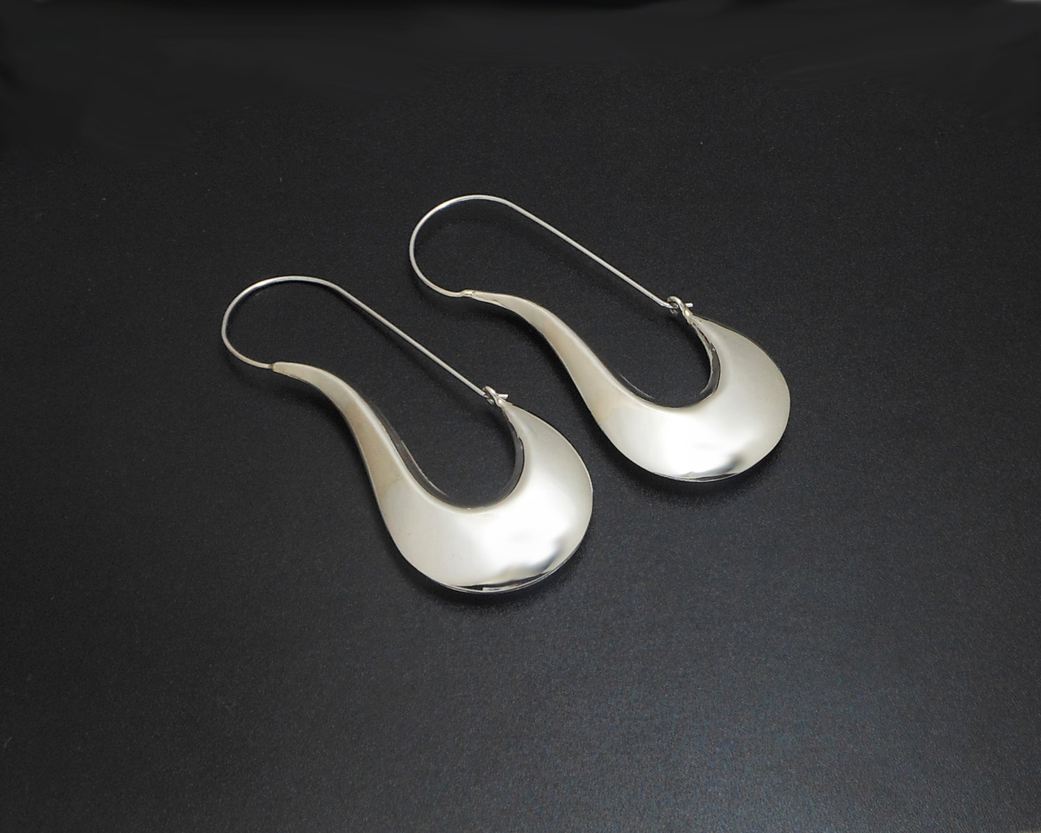 Handmade 81mm Large Puffy Pipe Dangle Earrings – 925 Sterling Silver Statement Jewelry - Image 8