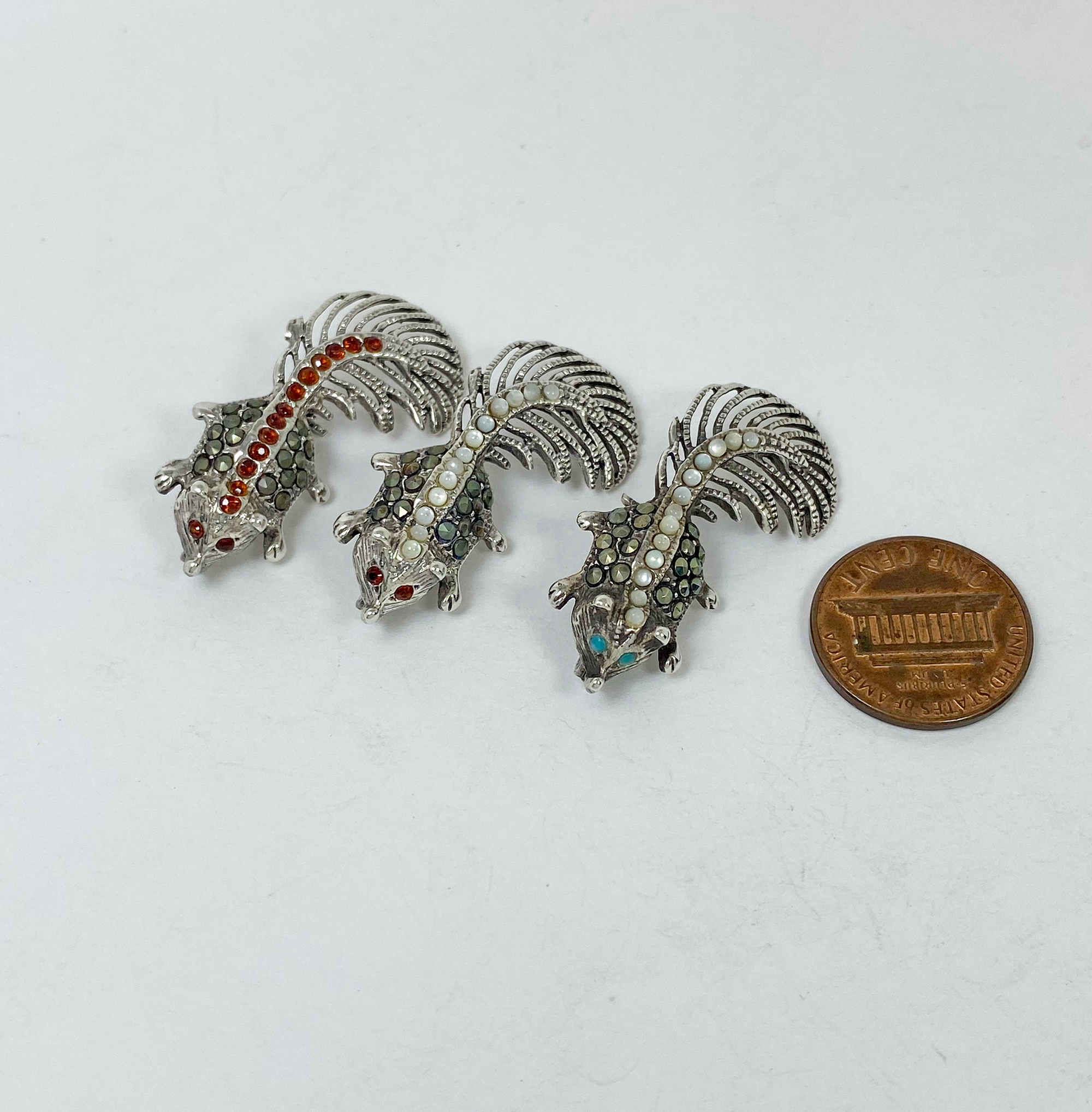 Minimalist Marcasite Squirrel Brooch 925 Sterling Silver, Handmade Animal Pin Jewelry Gifts - Image 6