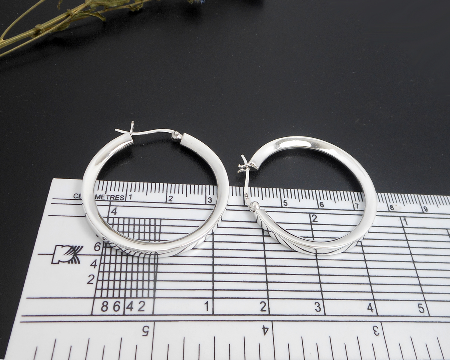 Handcrafted 36mm Knife Edge Hoop Earrings – 925 Sterling Silver Statement Jewelry - Image 9