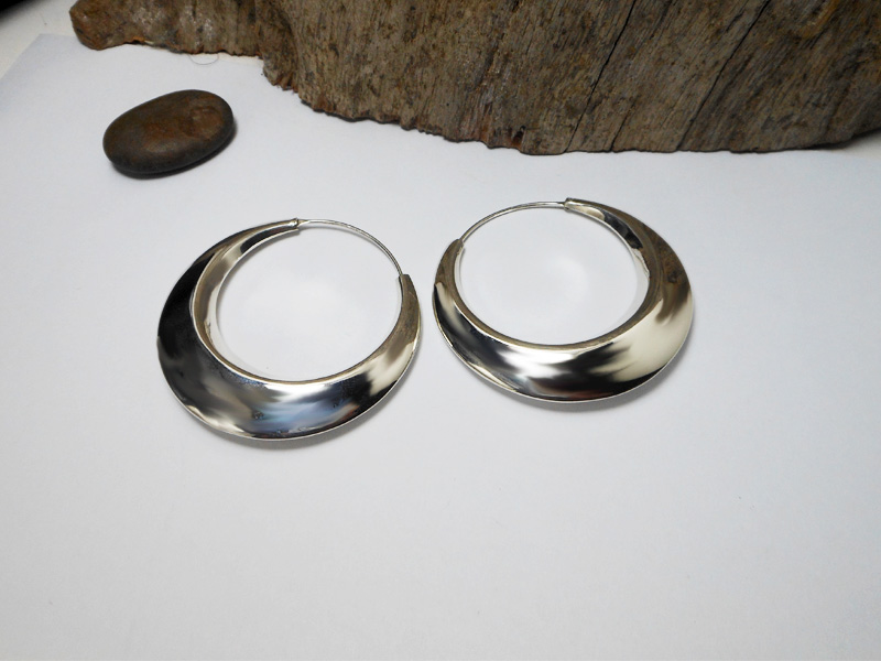 Handmade Round Curved Tribal Hoop Earrings – 925 Sterling Silver Statement Jewelry - Image 9