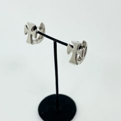 Mens Cross Hoop Earrings – 925 Sterling Silver Handmade Huggie Earrings