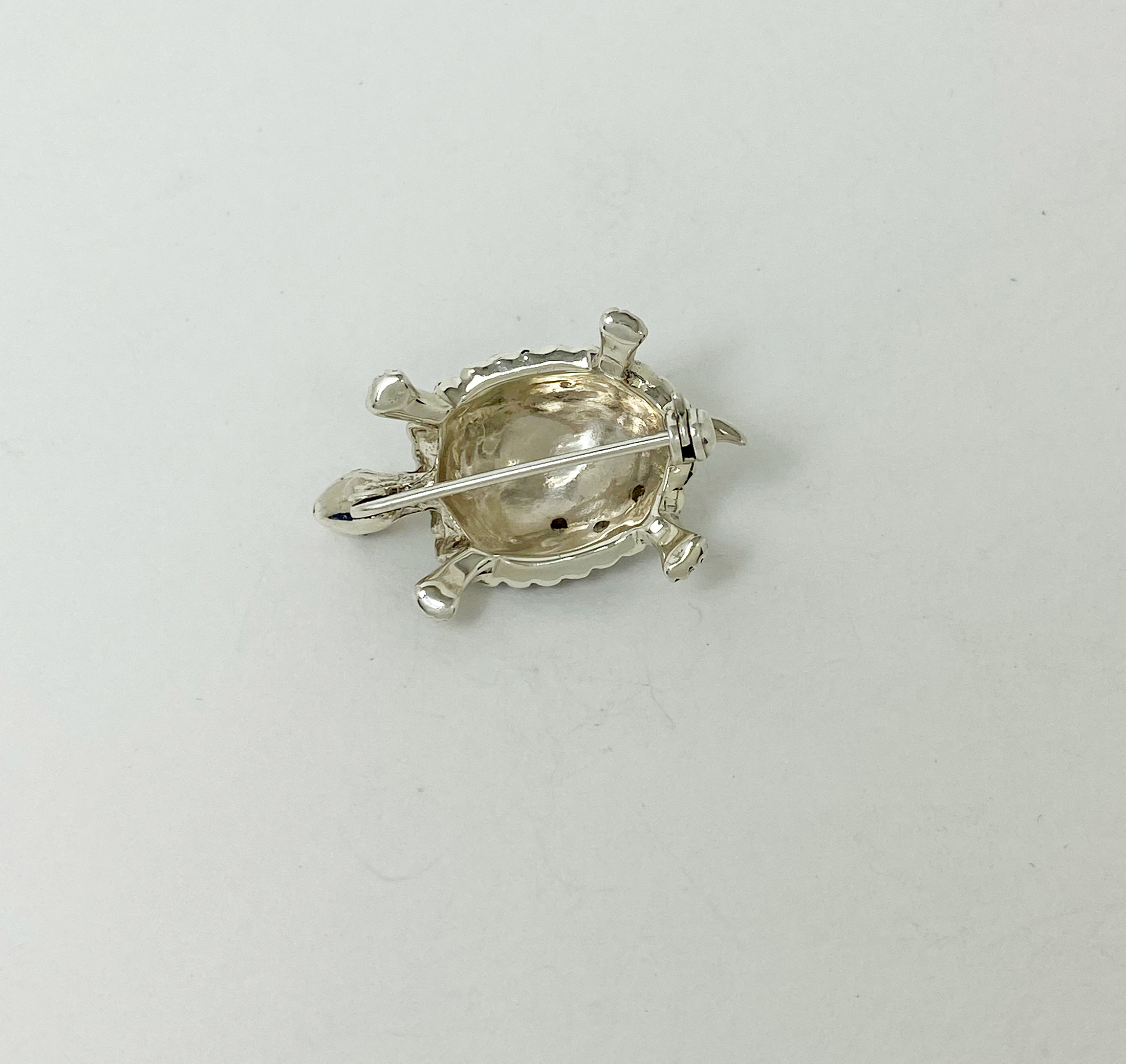 Sup Silver Marcasite Climbing Turtle Brooch 925 Sterling Silver, Handmade Animal Pin Jewelry Gifts - Image 4
