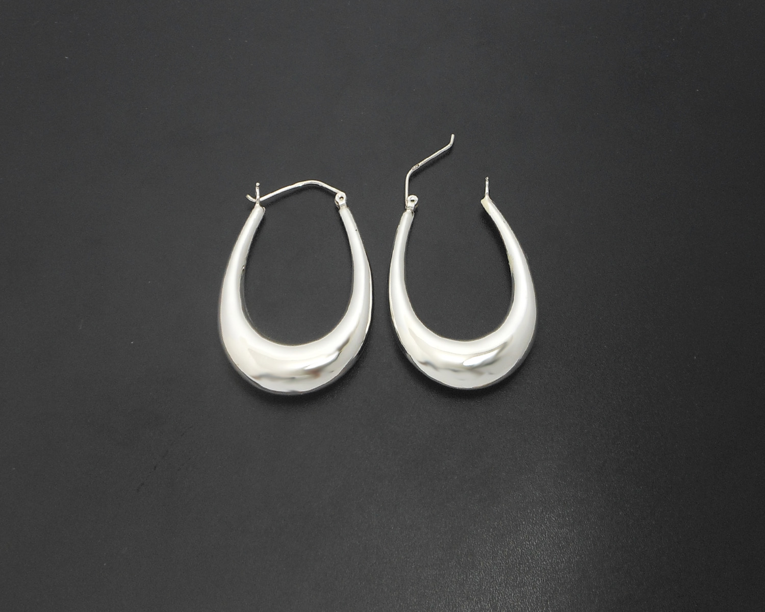 Handmade Long Oval Puffy Hoop Earrings – 925 Sterling Silver Tapered Statement Jewelry - Image 10