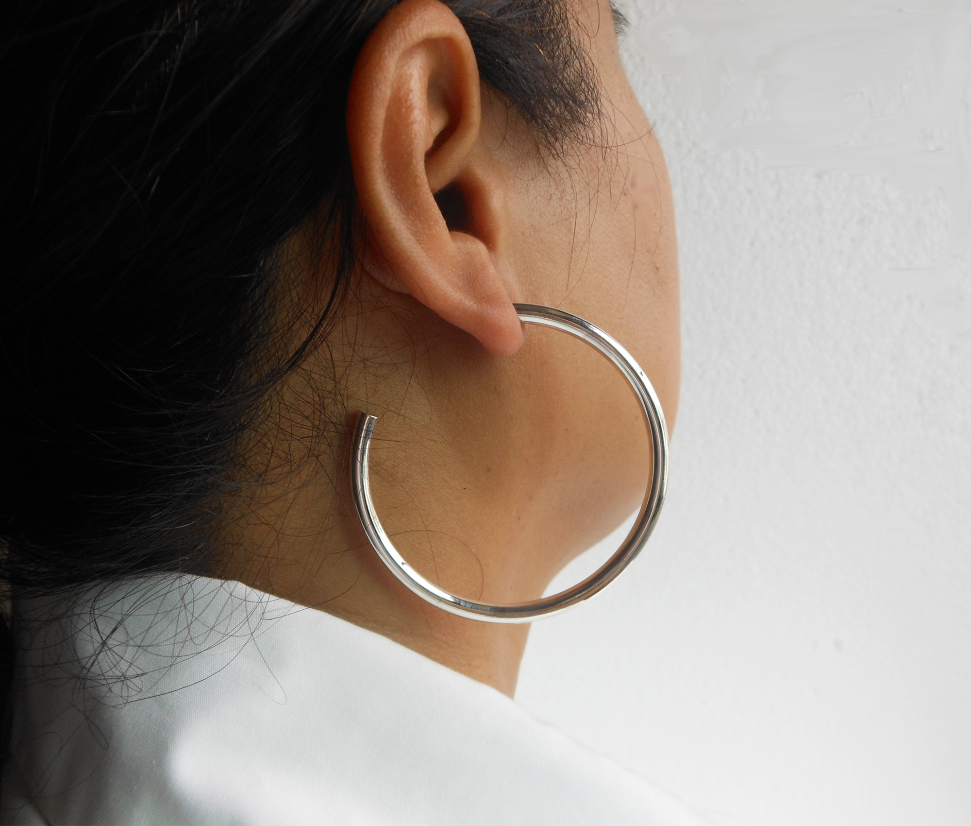 Handcrafted 60mm Large Round Tube Open Hoop Earrings – 925 Sterling Silver - Image 10