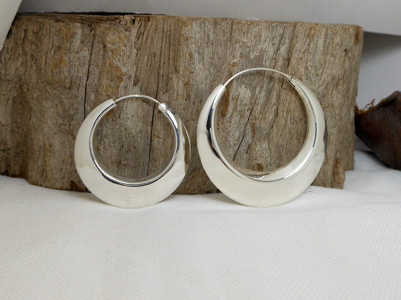 Handmade Round Curved Tribal Hoop Earrings – 925 Sterling Silver Statement Jewelry - Image 10