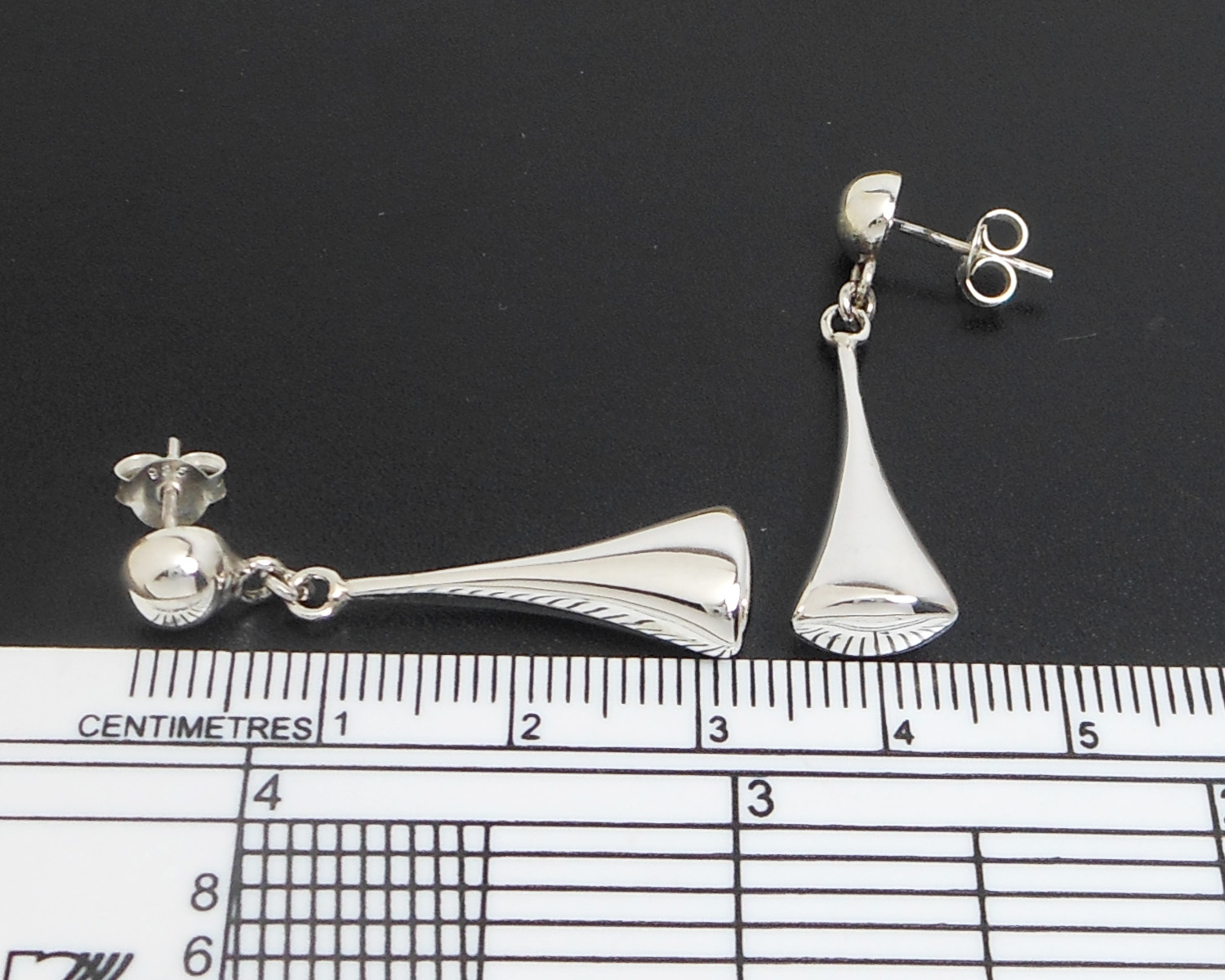 Puffy Tapered Cone Dangle Earrings 925 Sterling Silver | Handmade Geometric Jewelry - Image 9
