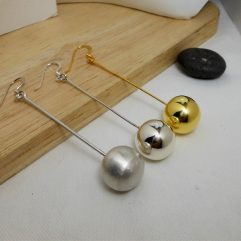 Long Dangle Ball Earrings – 925 Sterling Silver or 24K Gold Plated Handmade Drop Earrings