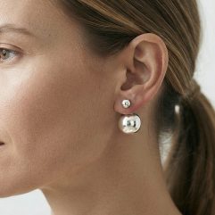 Double Sided Ball Stud Earrings - Handmade 925 Sterling Silver Front Back Earrings