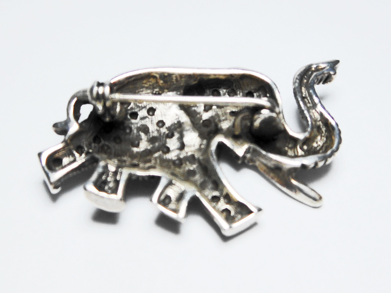 Sup Silver Marcasite Running Elephant Brooch 925 Sterling Silver, Handmade Jewlery Gifts For Her - Image 2