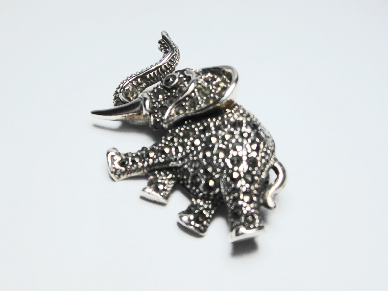 Sup Silver Marcasite Running Elephant Brooch 925 Sterling Silver, Handmade Jewlery Gifts For Her - Image 4