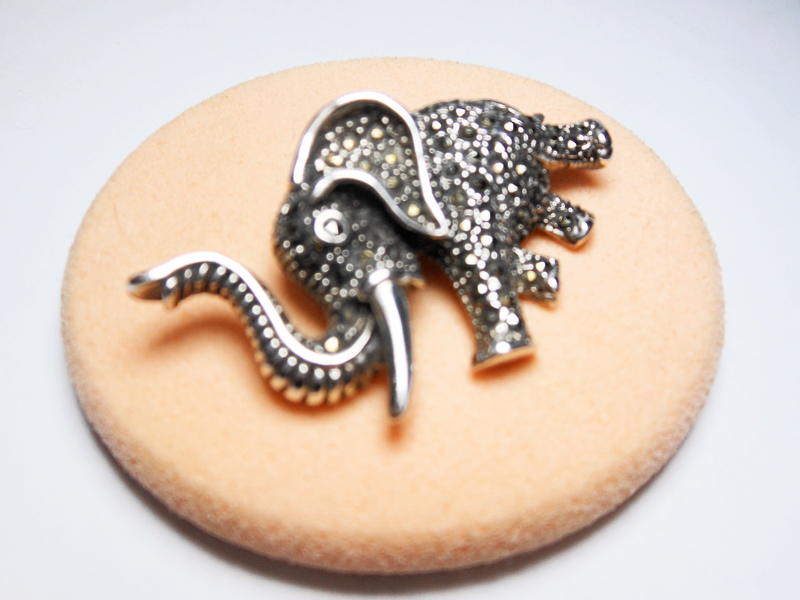 Sup Silver Marcasite Running Elephant Brooch 925 Sterling Silver, Handmade Jewlery Gifts For Her - Image 7