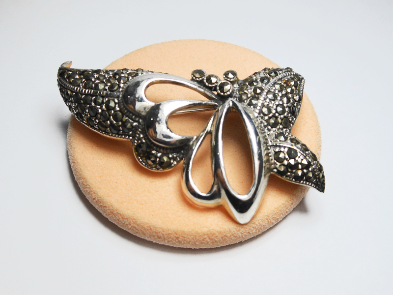Sup Silver Marcasite Butterfly Brooch 925 Sterling Silver, Handmade Butterfly Pin Jewelry Gifts - Image 4