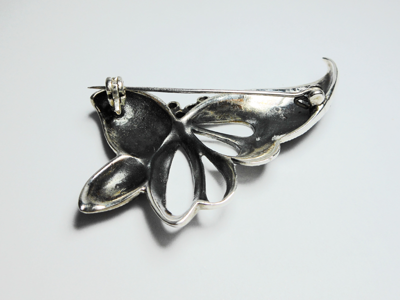 Sup Silver Marcasite Butterfly Brooch 925 Sterling Silver, Handmade Butterfly Pin Jewelry Gifts - Image 5