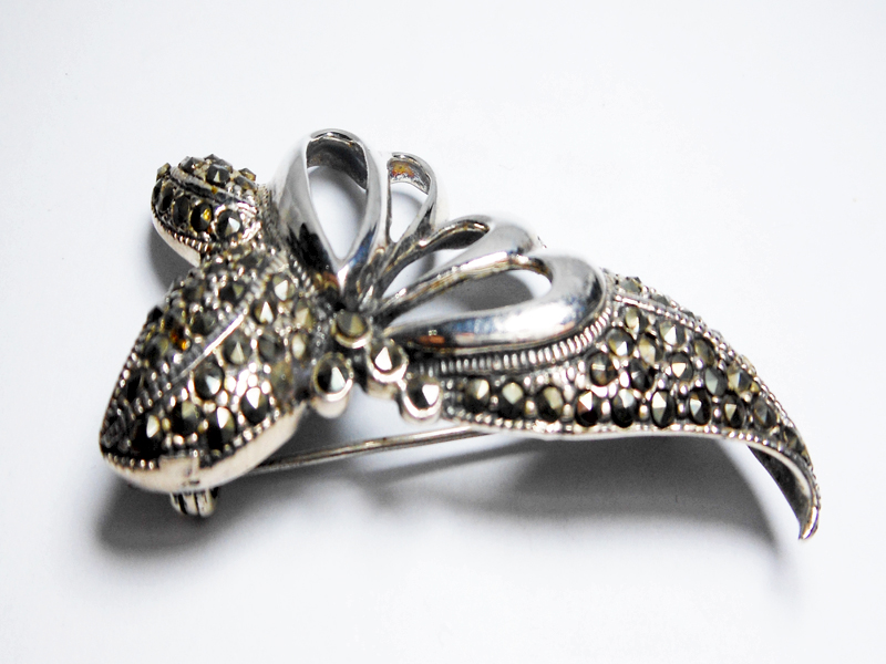 Sup Silver Marcasite Butterfly Brooch 925 Sterling Silver, Handmade Butterfly Pin Jewelry Gifts - Image 6