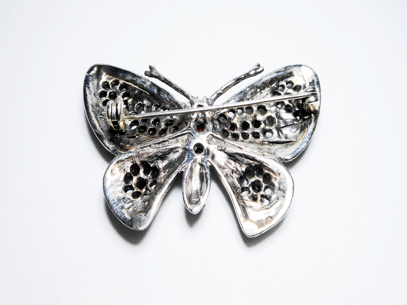 Garnet Butterfly Brooch, Silver Marcasite Pin | Sup Silver - Image 6