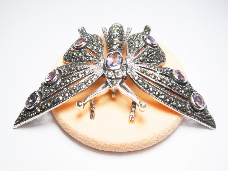 Movable Butterfly Pendant, Amethyst Brooch | Sup Silver - Image 2